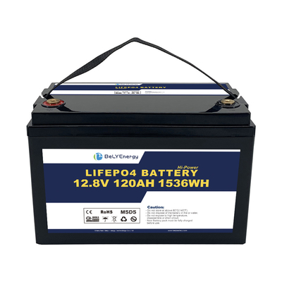 باتری شارژ پذیر Lifepo 12v 120ah 1536 Wh وزن سبک برای RV Motorhome Camper
