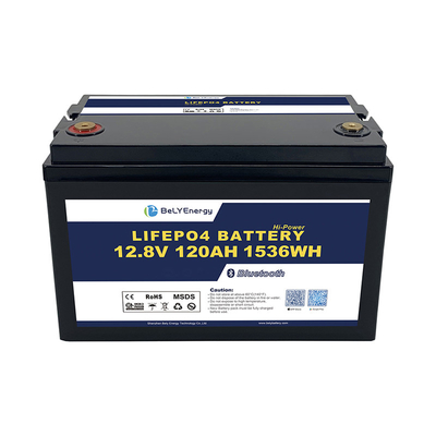 کم خود تخلیه 3000 چرخه باتری لیتیوم خورشیدی با کیس ABS 12.8V120Ah